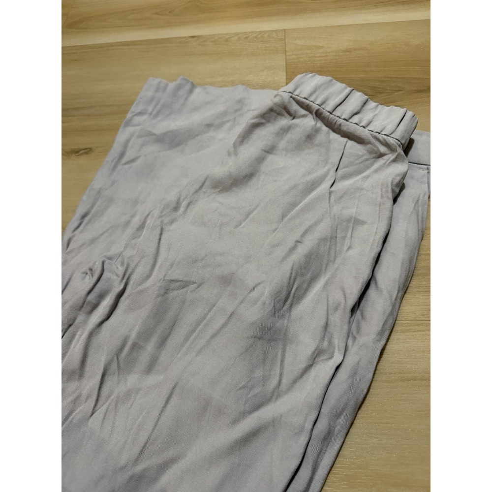 H&M Women's Size 6 Linen Blend Pants Grey With Split Hem Sides